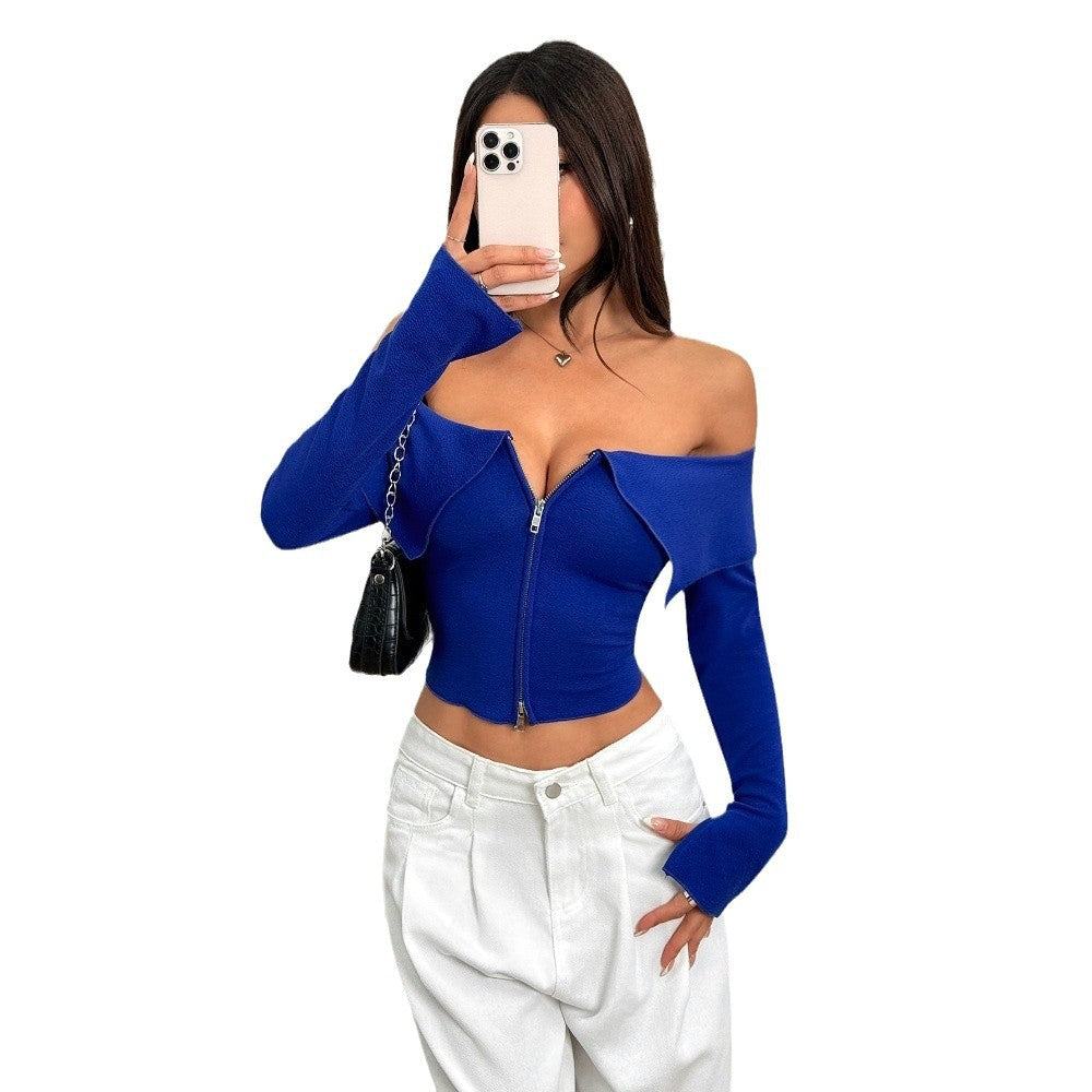 Haut court pour femme avec fermeture éclair asymétrique et design sans épaule Chic & Stil