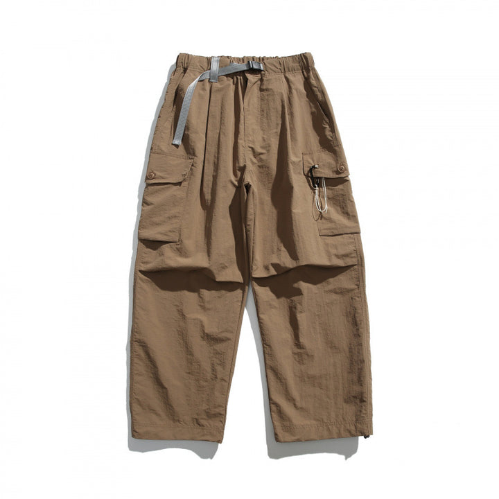 Men's Utility Cargo Pants with Wide Leg, Elastic Waistband and Multiple Pockets Amarae