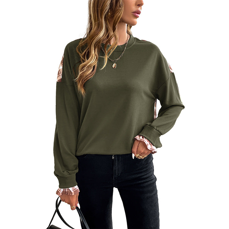 Women's casual top with ruffle details and contrasting sleeves Lune London