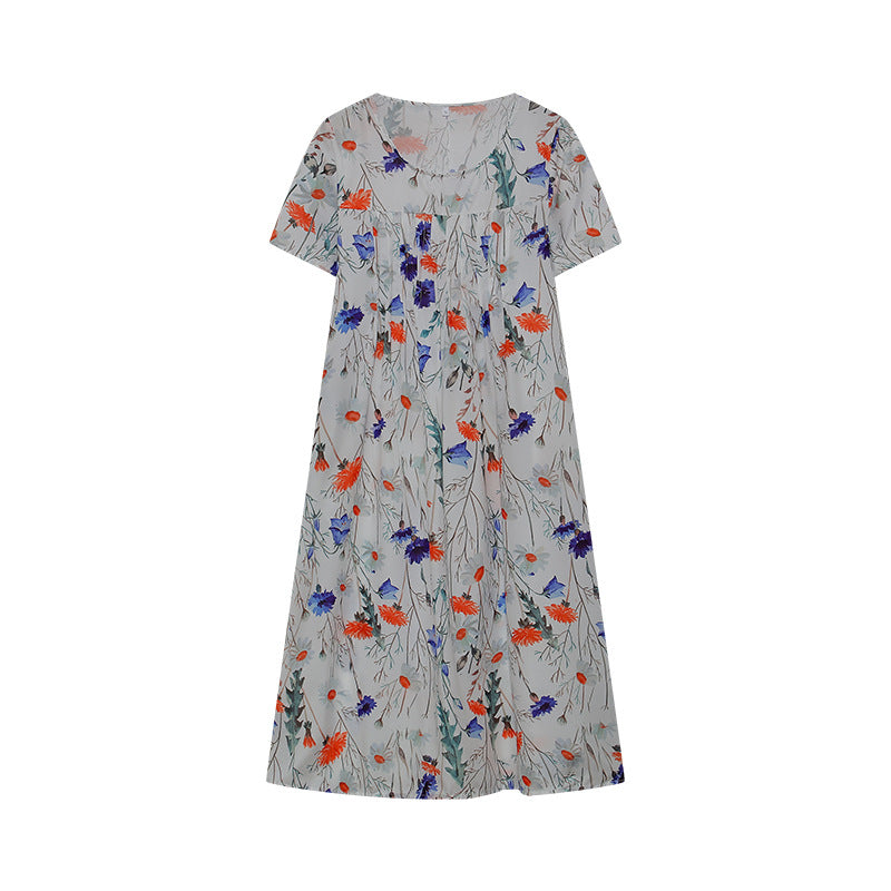 Lune London Pleated Design Floral Midi Dress for Women