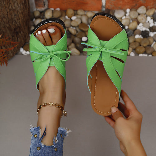 Women Open Toe Square Toe Sandals with Bow Detail Amarae