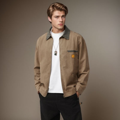 Casual cotton jacket for men with practical pockets and structured collar Amarae