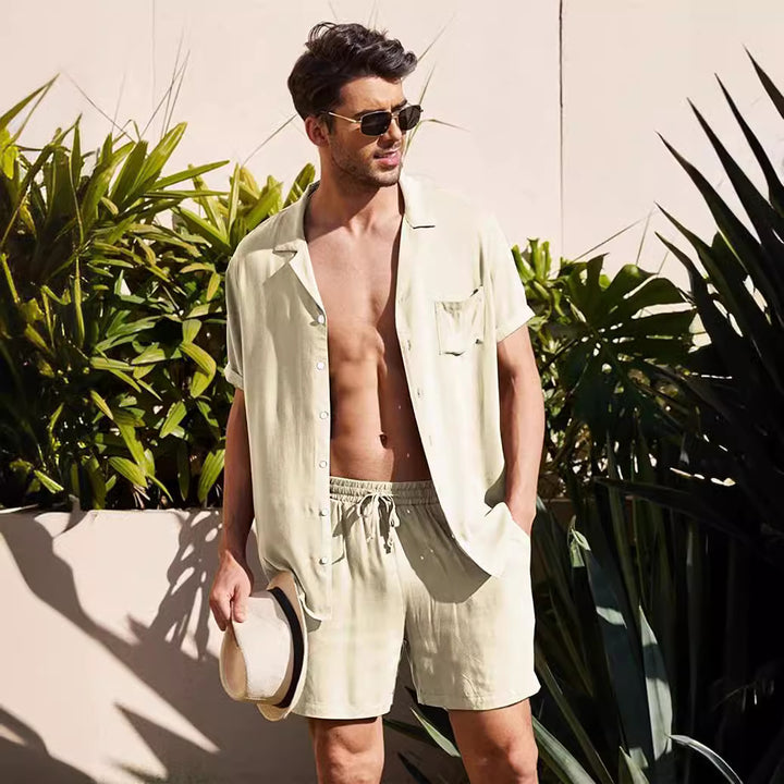 Men Casual Short Sleeve Shirt and Chic Shorts