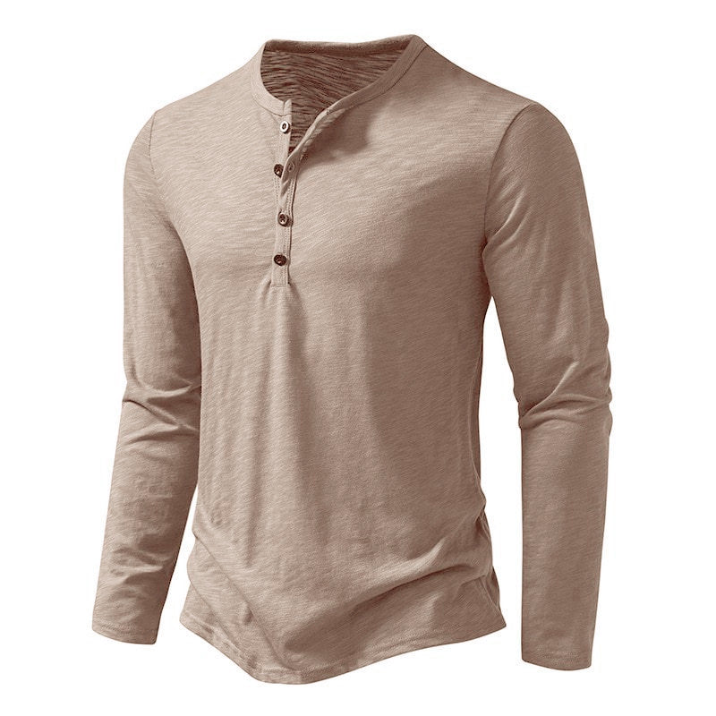 Long sleeve T-shirt for men with a fashionable Henley collar and a comfortable fit Lune London