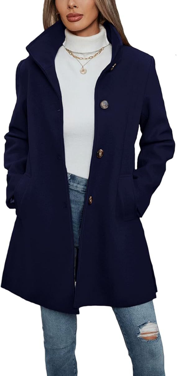 Ladies Elegant wool coat with high collar and practical pockets Lune London