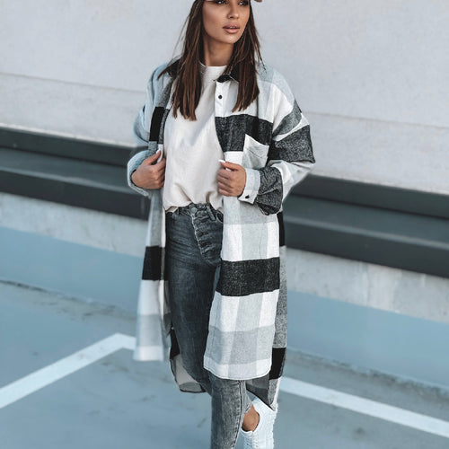 Checkered shirt for women with a longer cut Amarae