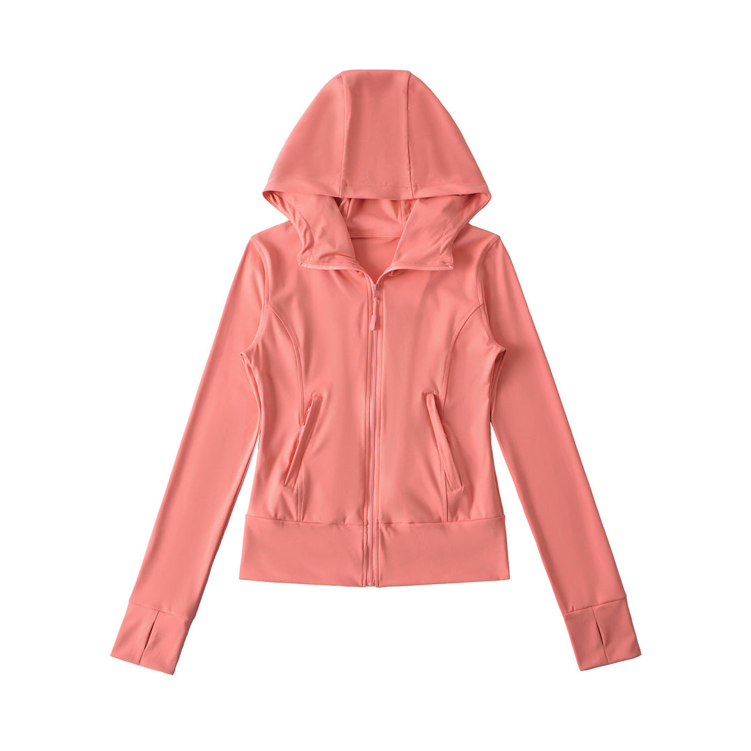 Women's Hooded Sports Jacket with Full Zip, Tailored Fit, and Integrated Zipper Pockets Amarae