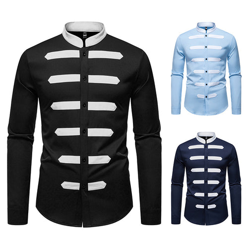 Elegant long sleeve shirt for men with contrasting inserts Chic and Style
