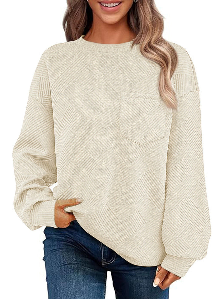 Casual sweater for women with structured fabric pattern and practical chest pocket Lune London