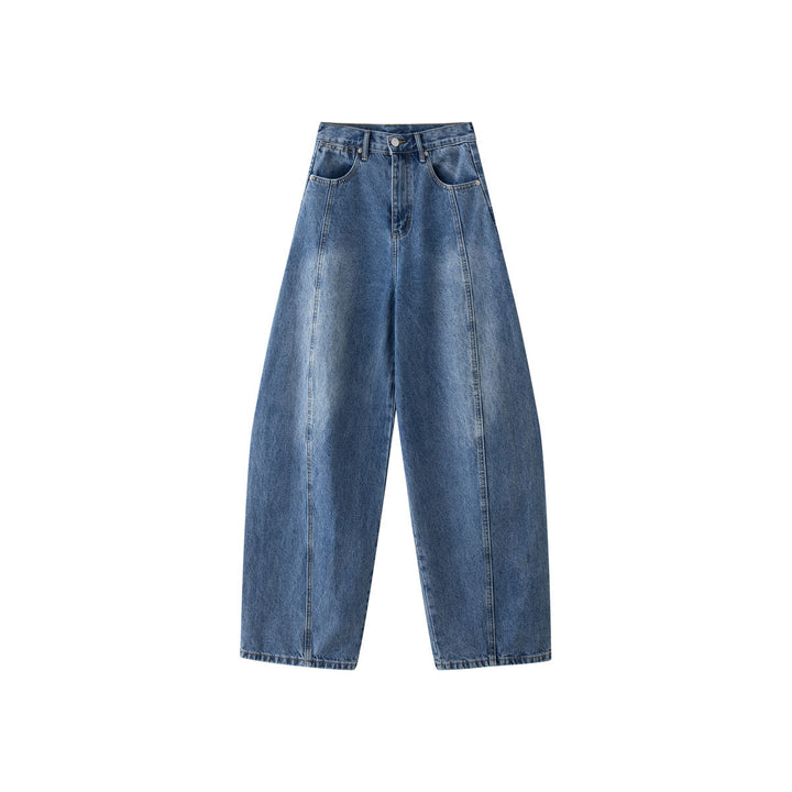 Women's Extra Wide Denim Pants with High Waist in Oversized Balloon Cut and Center Seam Amarae