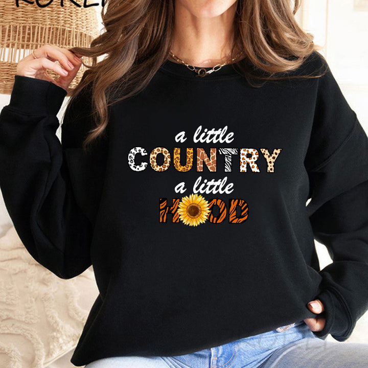 Sweat-shirt femme avec impression statement décontractée et manches larges Chic & Stil