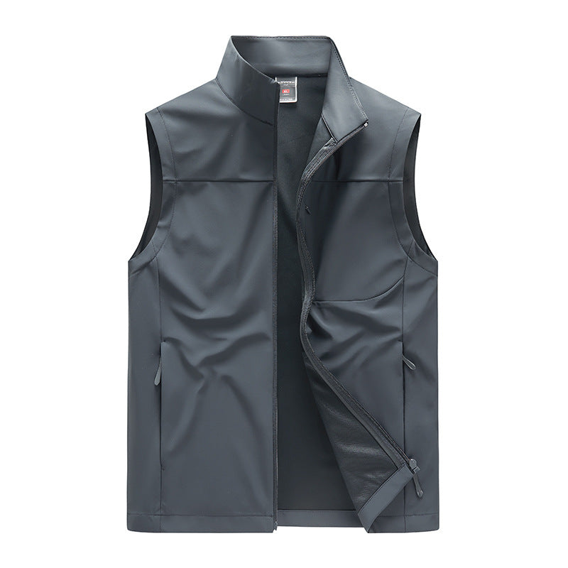Men's softshell vest with windproof membrane, high collar and concealed zipper Amarae