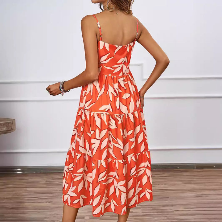 Midi dress for women with floral patterns and a voluminous skirt Chic & Stil