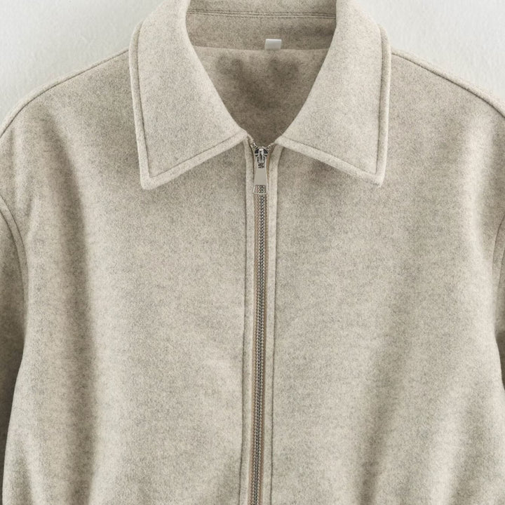 Women's short jacket made of wool blend with drawstring waist and patch pockets Amarae