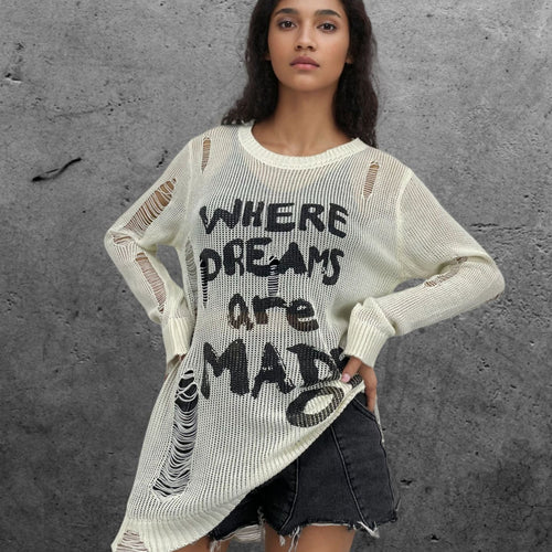 Ladies Casual Knit Sweater with Graphic Pattern Amarae