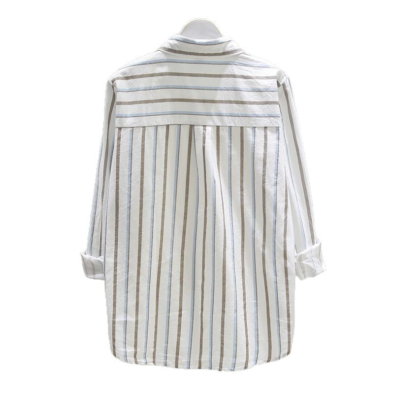 Blouse décontractée pour femmes à manches longues avec motif fin à rayures Chic & Stil