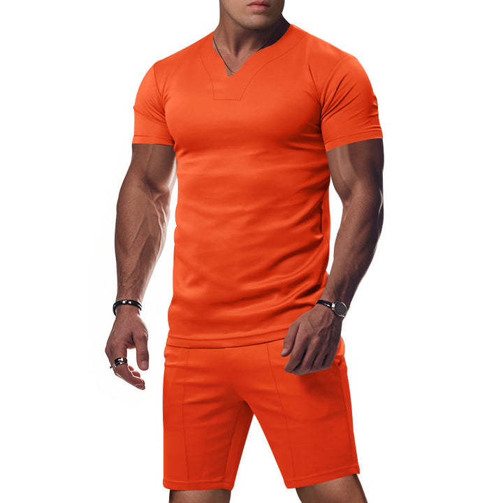 Men's sporty V-neck T-shirt with fitted cut Lune London