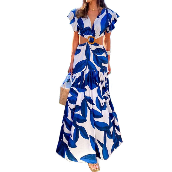 Robe maxi pour femmes avec coupe ajustée et détails de volants volumineux Chic & Stil