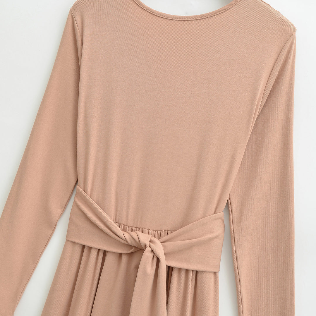 Women's Maxi Wrap Dress with Tailored Wrap Section and Long Sleeves Amarae