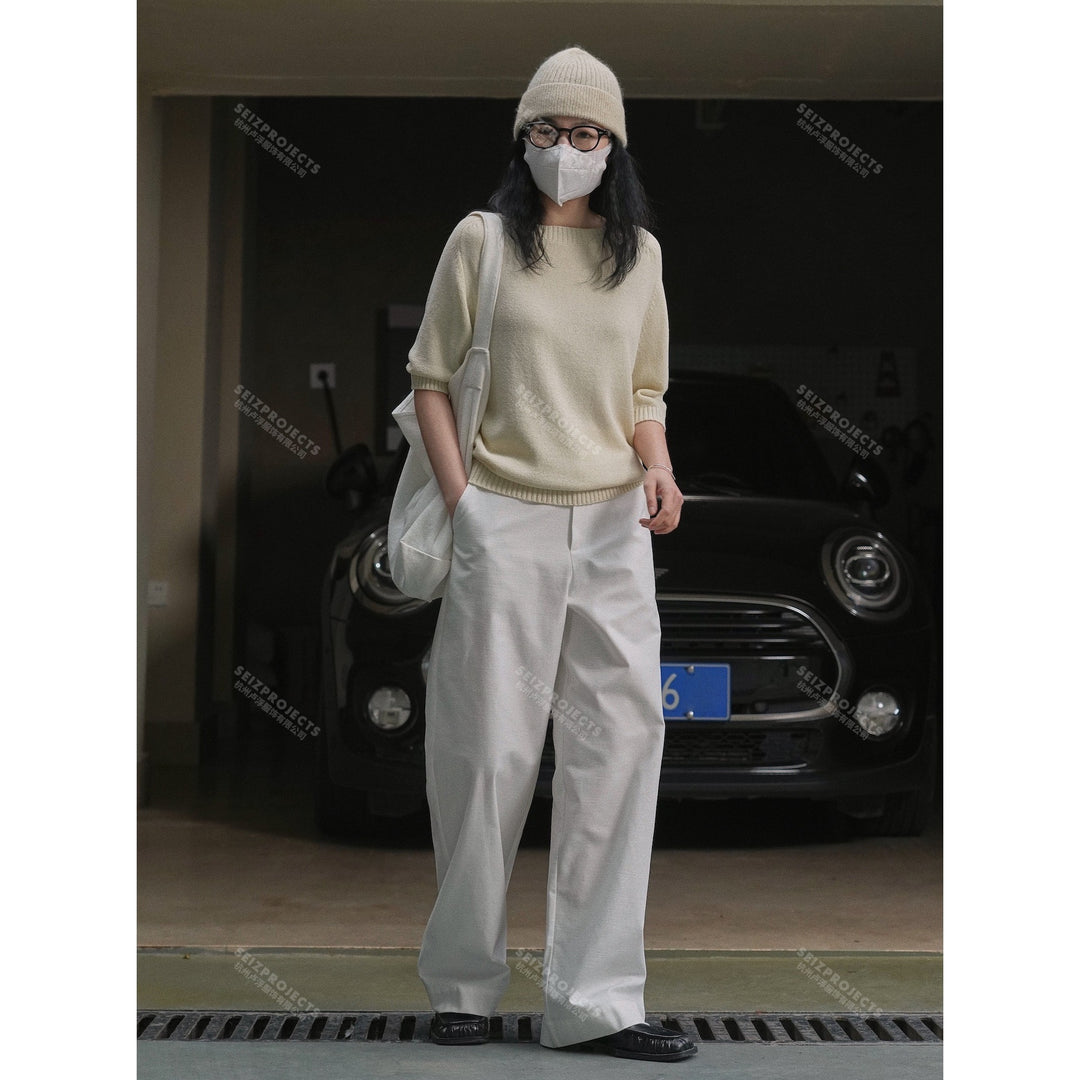 Women's Lightweight Fine Knit Sweater with Round Neck and Three Quarter Sleeves Amarae