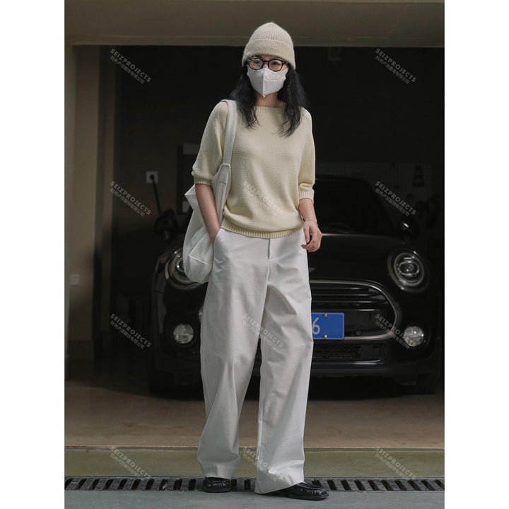 Women's Lightweight Fine Knit Sweater with Round Neck and Three Quarter Sleeves Amarae