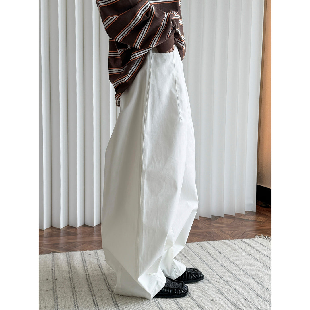 Women's high-waisted wide pleated pants made of cotton twill in baggy culotte look Amarae