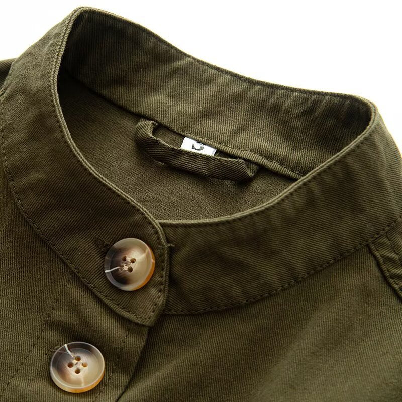 Women's short jacket with stand-up collar, boxy-cropped silhouette and patch pockets Amarae