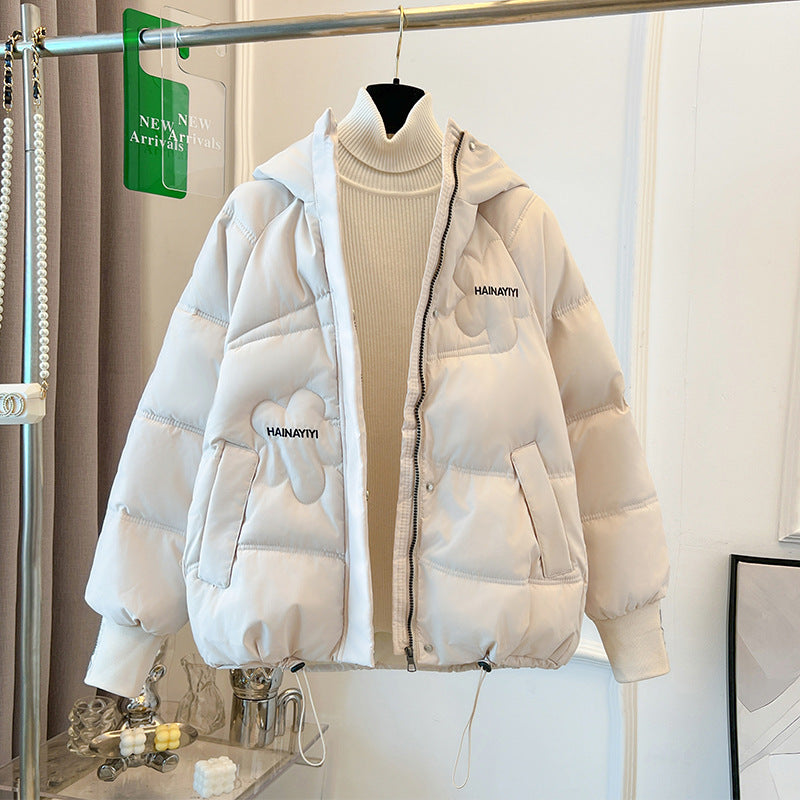 Trendy short down jacket for women with hood and practical pockets Amarae