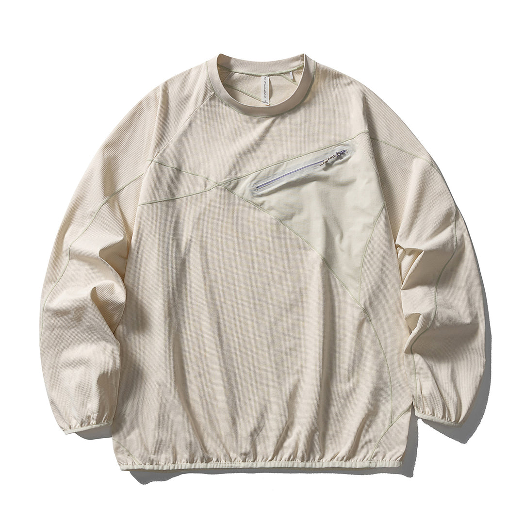 Unisex Technical Oversized Sweatshirt with Diagonal Zip Chest Pocket Amarae