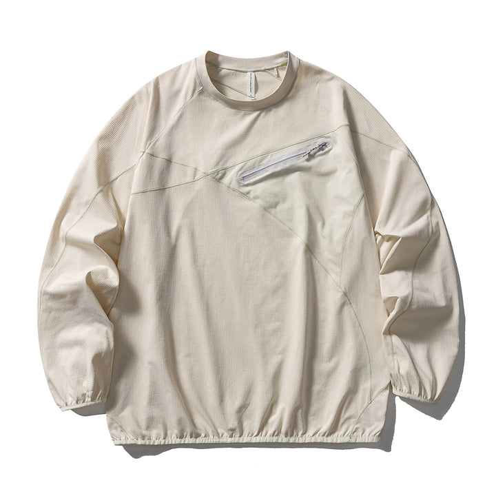 Unisex Technical Oversized Sweatshirt with Diagonal Zip Chest Pocket Amarae