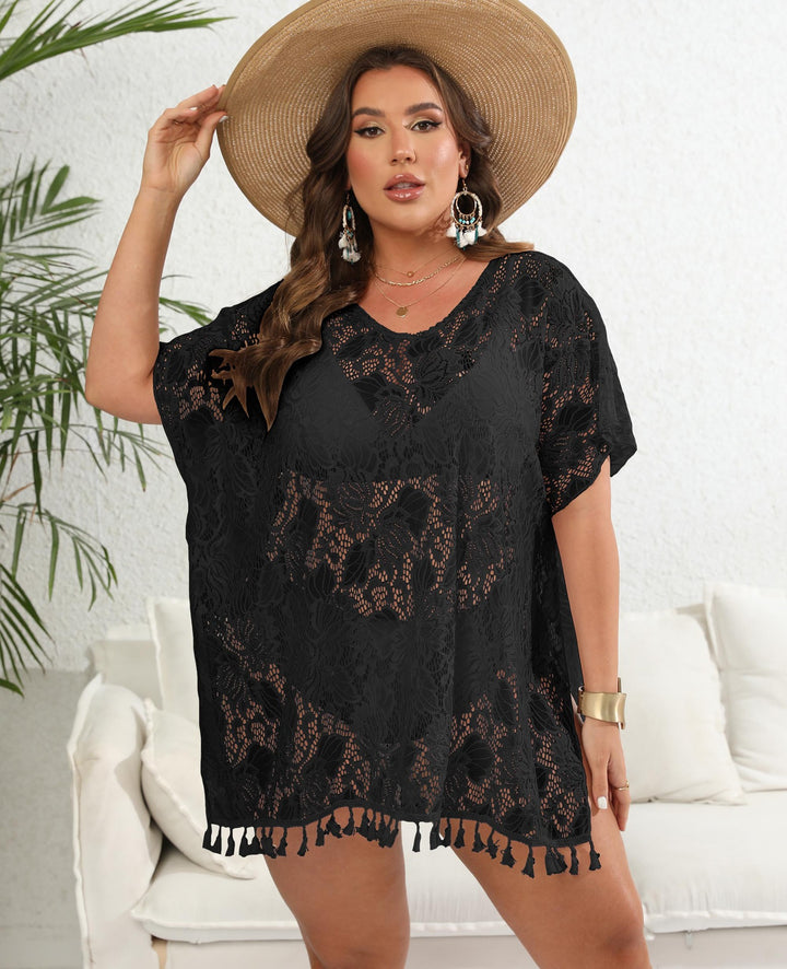 Ladies Elegant Translucent Lace Cover-Up Chic Tunic Style