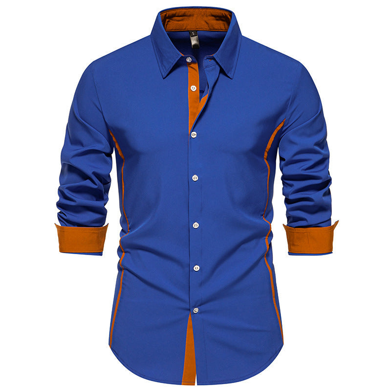Men's Long-Sleeve Shirt with Contrast Stitching and Modern Cut Lune London
