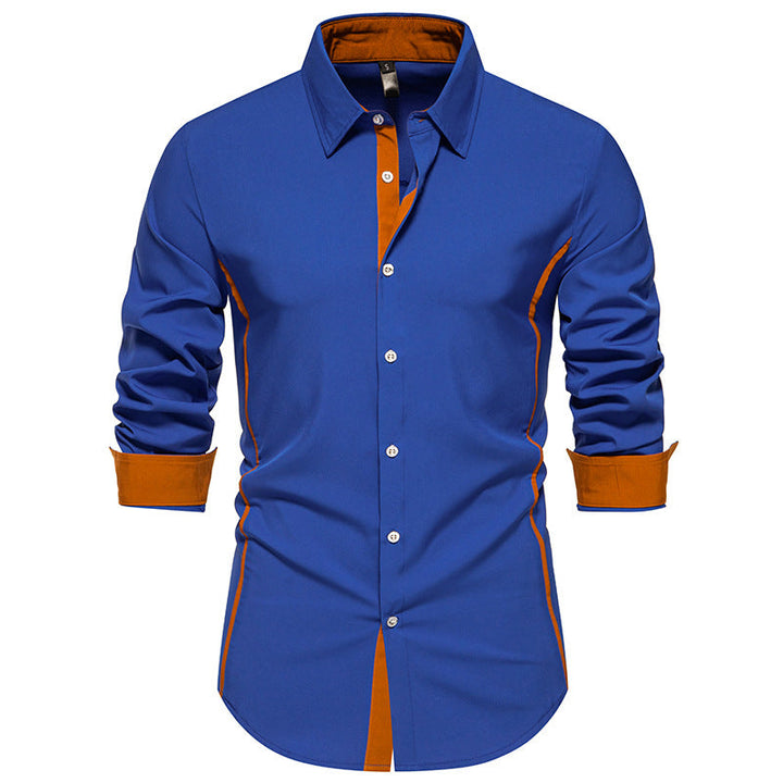 Men's Long-Sleeve Shirt with Contrast Stitching and Modern Cut Lune London