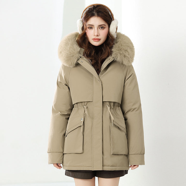 Ladies trendy winter jacket with removable hood and high-quality faux fur Lune London