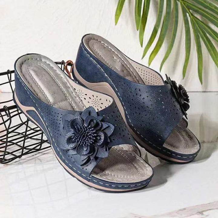 Fashion women's sandals with floral details and comfortable sole Lune London