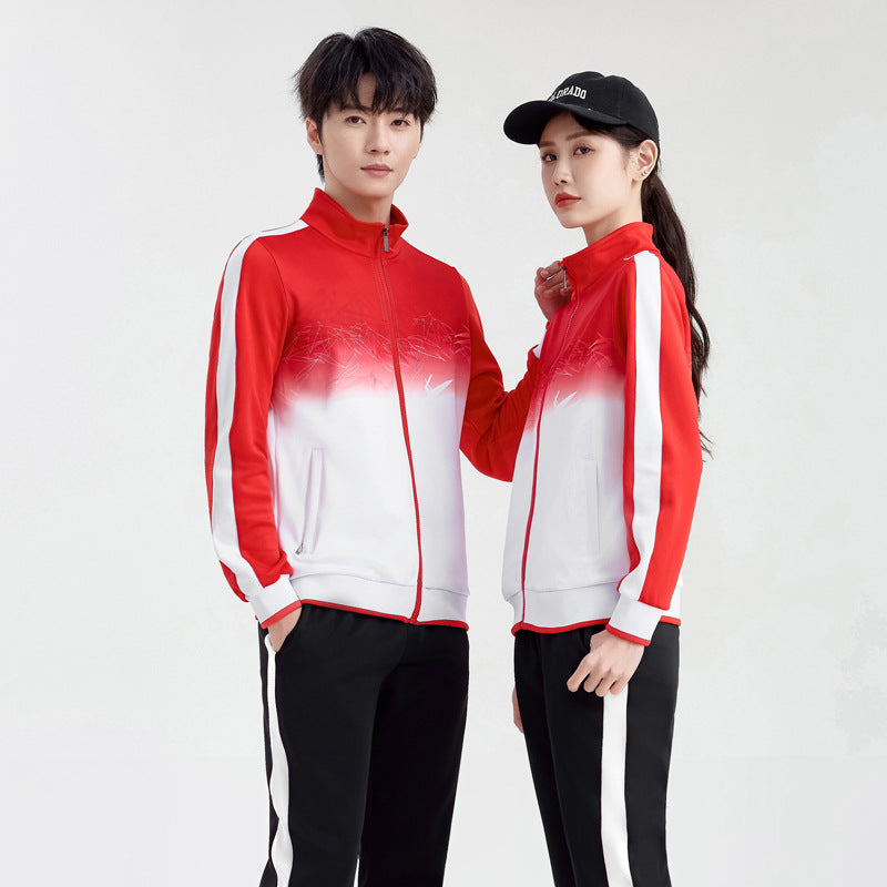 Unisex Breathable Training Set with Gradient Jacket and Contrast Stripes Amarae