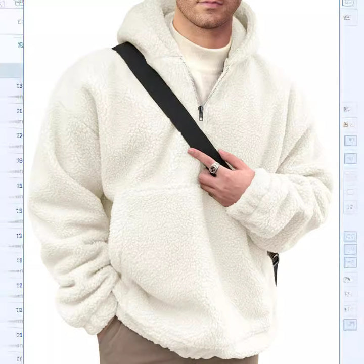 Cozy fleece pullover for men with half zip Lune London