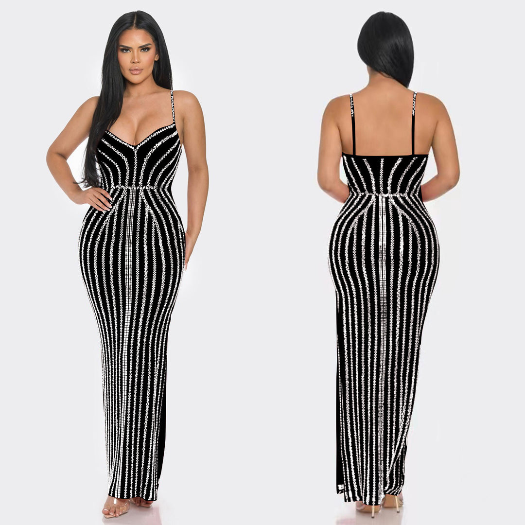 Bodycon evening dress for women with sparkling detail strapless Lune London