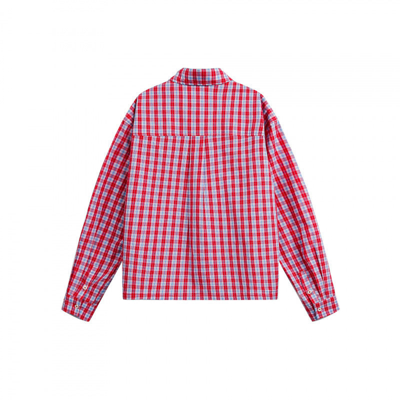 Unisex Checked Overshirt in Boxy Cut with Continuous Button Placket and Chest Pocket Amarae
