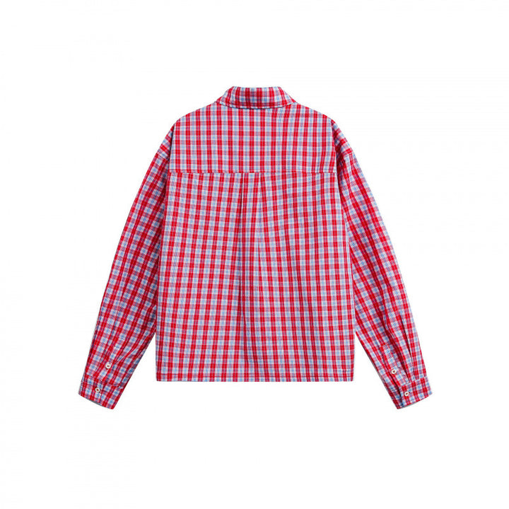 Unisex Checked Overshirt in Boxy Cut with Continuous Button Placket and Chest Pocket Amarae