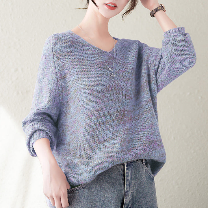 Pull en tricot confortable pour femmes avec col en V et coupe décontractée Chic & Stil