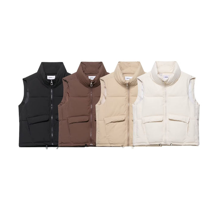 Women's trendy quilted vest with high collar and practical pockets Lune London