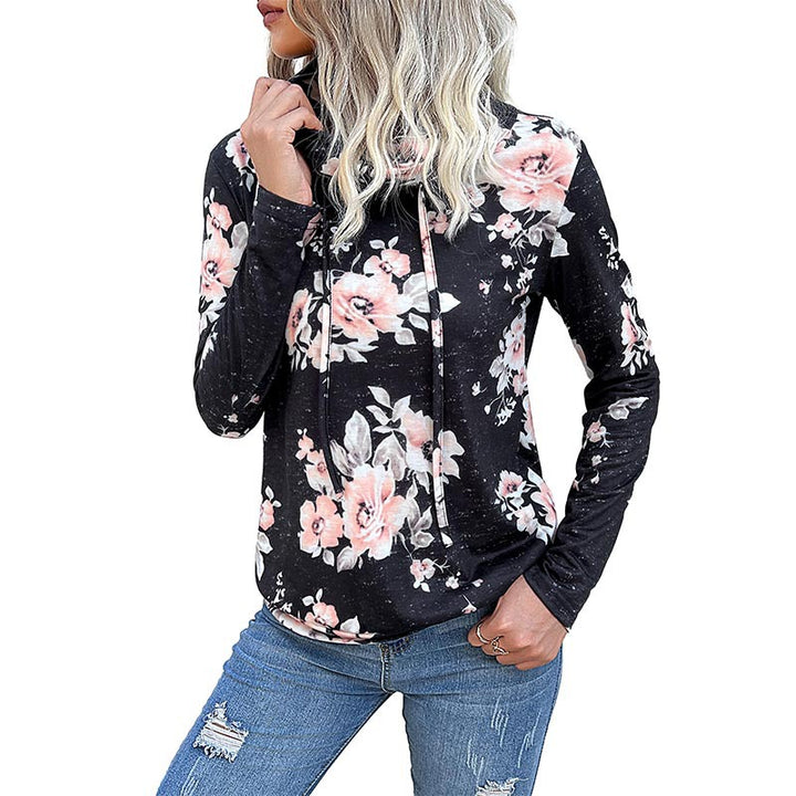 Casual women's sweater with floral pattern and high collar Lune London