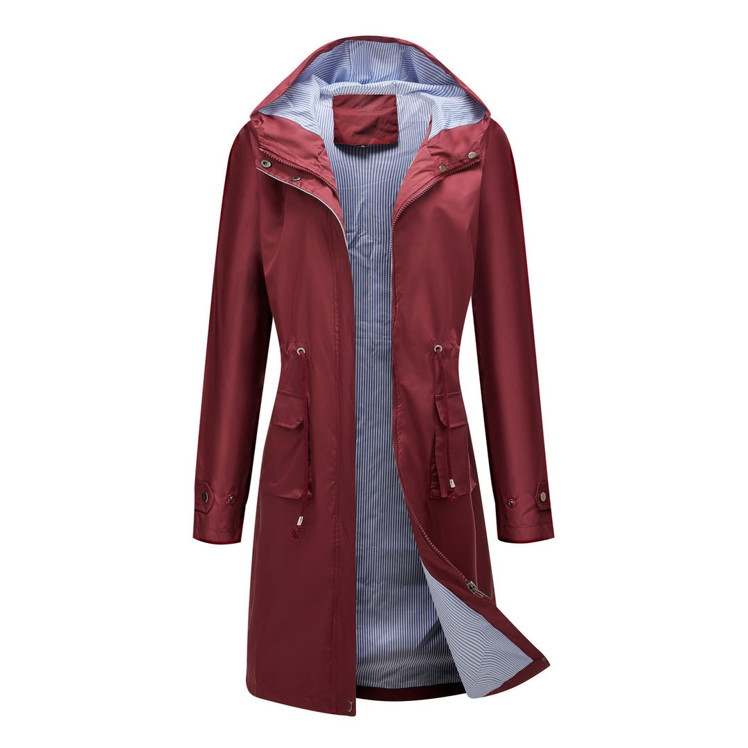 Ladies transitional water-repellent jacket with adjustable drawstring waist and high collar Lune London