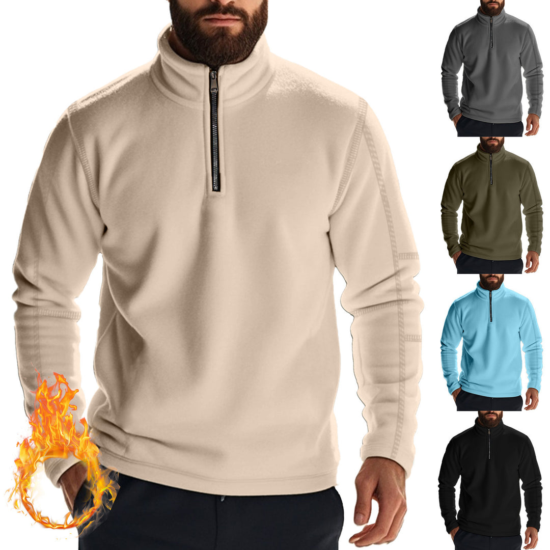 Men's short-zip fleece top with high collar Lune London