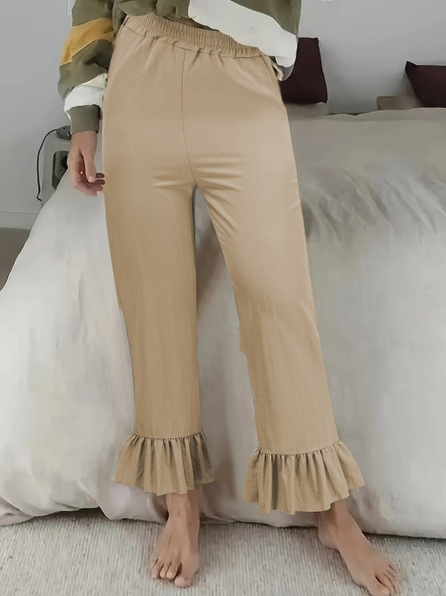 Women's leisure pants with ruffle finishes Lune London