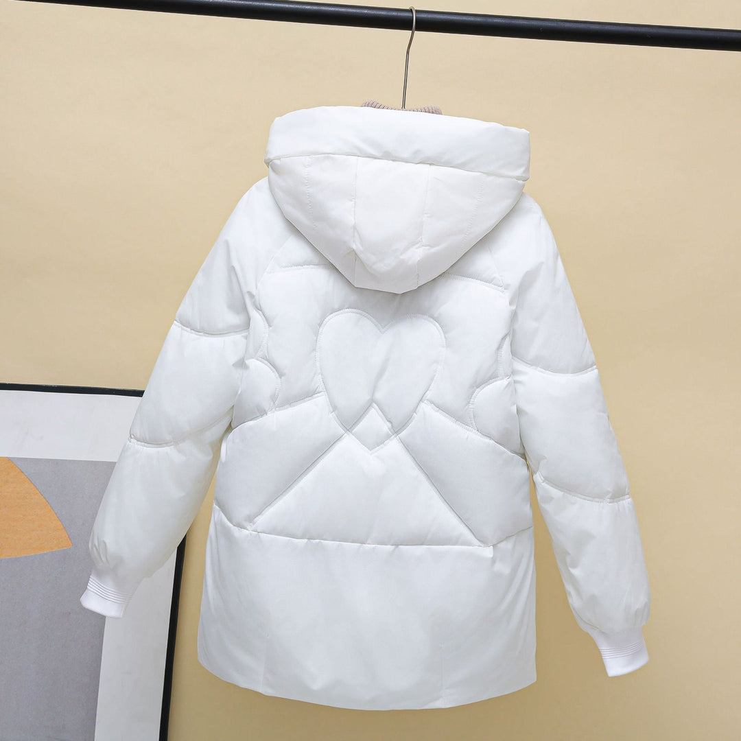 Lune London | Women's quilted winter jacket with hood and heart details