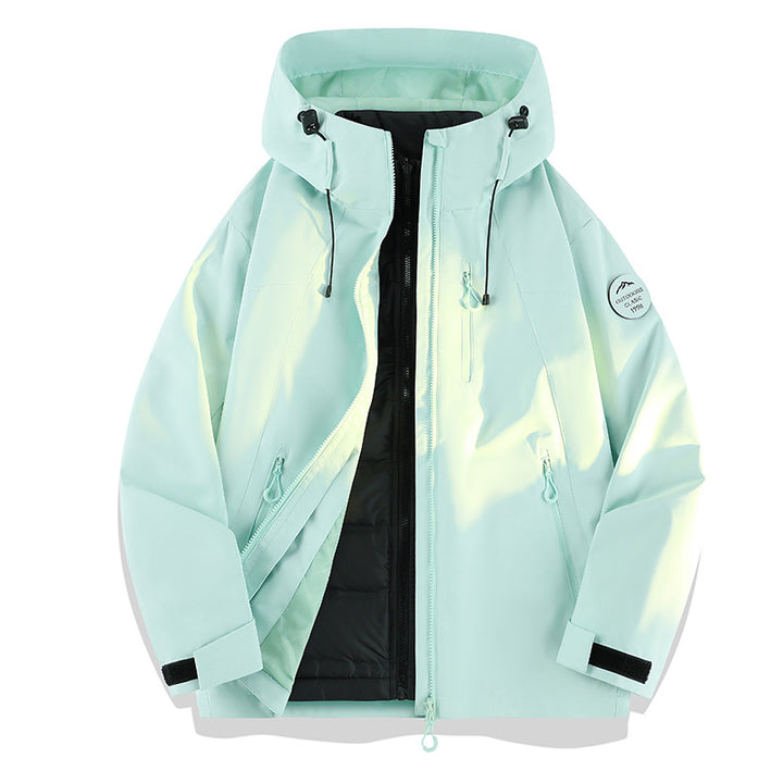 Women Lightweight Waterproof Hooded Jacket with Teddy Charm and Concealed Zipper Pockets Amarae