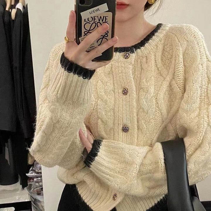 Ladies Chunky Knit Cardigan with Elegant Cable Pattern Lune London