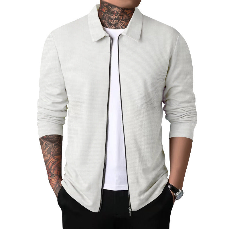 Casual zip sweatshirt for men with textured superior material Amarae